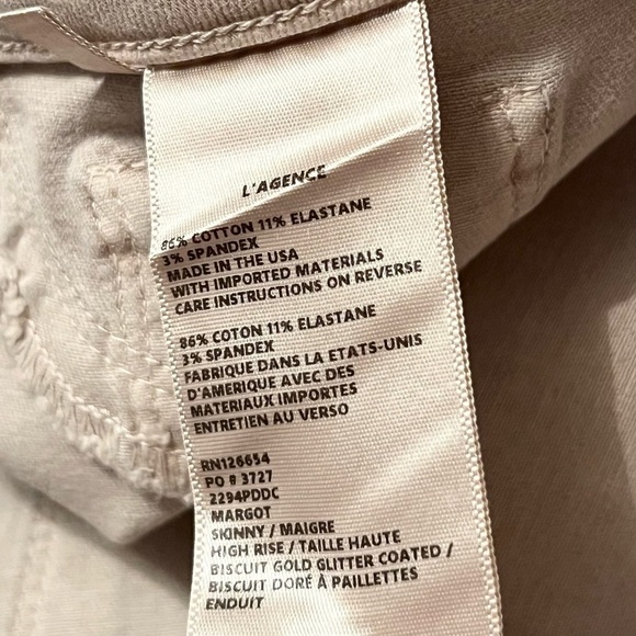 NEW L'AGENCE Margot Skinny Jeans Ankle Crop High Waist Glitter Coated Denim 28 - Picture 11 of 12